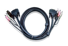 Кабель Aten 2L-7D03UI USB+аудио, DVI-I Single Link+USB A-Тип+2xRCA=>DVI-I Single Link+USB B-Тип+2xRCA, Male-Male, опрессованный, 3 м, черный