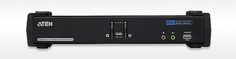 Переключатель KVM Aten CS1782A-AT-G KVM+Audio+USB 2.0, 1 user USB+DVI => 2 cpu USB+DVI, со шнурами USB 2х1.8м., 2560x1600 60Hz DVI-D Dual Link/2048x15