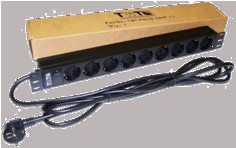 Блок розеток 19, 9 розеток TWT TWT-PDU19-16A9P-3.0 без выключателя, 16A 250V, шнур питания 3.0 м