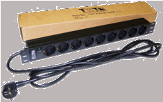 Блок розеток 19, 9 розеток TWT TWT-PDU19-16A9P-3.0 без выключателя, 16A 250V, шнур питания 3.0 м