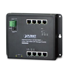 Коммутатор промышленный управляемый Planet WGS-4215-8T2S IP30, IPv6/IPv4, 8x1000TP + 2x100/1000F SFP настенный (-40 to 75 C), dual redundant power inp