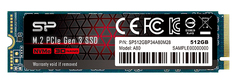 Накопитель SSD M.2 2280 Silicon Power SP512GBP34A80M28 P34A80 512GB PCI-E x4 NVMe 3200/3000MB/s 3D TLC NAND MTBF 2M