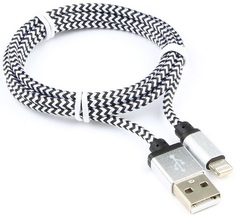 Кабель интерфейсный USB 2.0 Cablexpert AM/Lightning 8P CC-ApUSB2sr1m 1м, нейлоновая оплетка, алюминиевые разъем, серебристый