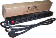 Блок розеток 19, 8 розеток TWT TWT-PDU19-16A8P-1.8 16A 250V, шнур питания 1.8 м