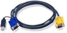 Кабель Aten 2L-5202UP мон+клав+мышь USB, SPHD15=>HD DB15+USB A-Тип, Male-2xMale, 8+4 проводов, опрессованный, 1.8 м, черный