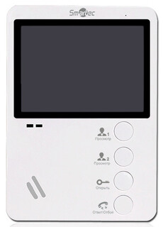 Видеодомофон Smartec ST-MS104-WT цветной , белый, hands-free, LCD TFT 4,3", PAL, сенсорное управление 2 вызывные панели, 220В или от 12V