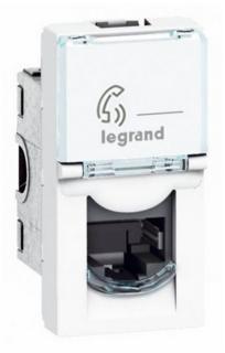 Розетка Legrand 078730 - Программа Mosaic - телефонная RJ11, 4 контакта, 1 модуль, белая