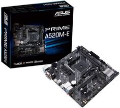 Материнская плата mATX ASUS PRIME A520M-E (AM4, AMD A520, 2*DDR4(4600), 4*SATA 6G RAID, M.2, 3*PCIE, 7.1CH, Glan, 7*USB 3.2, DVI-D/D-Sub/HDMI)