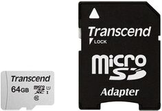 Карта памяти 64GB Transcend TS64GUSD300S-A microSDXC Class 10 U1 300S + адаптер