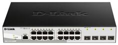 Коммутатор D-link DGS-1210-20/ME/B1A 16x10/100/1000Base-T, 4x1000Base-X SFP, L2, возможностью питания от сети 220 В или внешнего источника DC 12 В и в