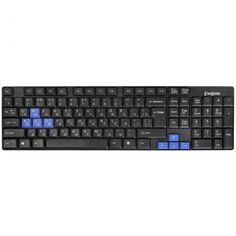 Клавиатура Exegate LY-402N EX283618RUS USB, полноразмерная, 102кл., Enter большой, 8 голубых клавиш, длина кабеля 1,35м, черная, Color box