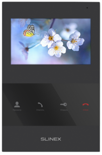 Видеодомофон Slinex SQ-04 цветной, настенный, 4.3" TFT LCD дисплей 16:9, 480×272, до 2-х вызывных панелей, сенсорные кнопки, черный