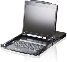 Консоль KVM Aten CL5800N-ATA-RG 19", SVGA+KBD+MOUSE PS/2;USB, с KVM-шнуром USB+PS2 1.8м, LCD/ЖК экран 19", лат./рус.клавиатура