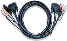 Кабель Aten 2L-7D02UD мон+клав+мышь USB+аудио, DVI-D Dual Link+USB A-Тип+2xRCA=>DVI-D Dual Link+USB B-Тип+2xRCA, Male-Male, опрессованный, 1.8 м, черн