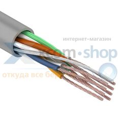 Кабель витая пара U/UTP 5e кат. 4 пары Rexant 01-0044 24AWG(7х0.18 мм), медь, многожильный (stranded), внутренний, PVC, серый, уп/305м