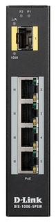 Коммутатор промышленный неуправляемый D-link DIS-100G-5PSW/A1A 4x10/100/1000Base-T PoE (120Вт), 1x1000Base-X SFP