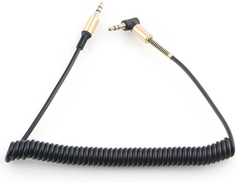 Кабель аудио Cablexpert CCAB-02-35MMLC-1.8MB спиральный 3.5 джек (M)/3.5 джек (M), черный, 1.8м, блистер