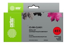Заправочный комплект Cactus CS-RK-CLI451 цветной (4x30мл) Canon MG 6340/5440/IP7240