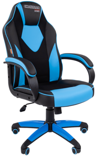 Кресло игровое Chairman game 17 черное/голубое, экокожа/ткань, фиксация, регулировка по высоте, газпатрон 3 кл, до 120 кг