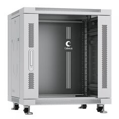 Шкаф напольный 19", 12U Cabeus SH-05C-12U60/80 600x800x730mm (ШхГхВ) передняя стеклянная и задняя сплошная металлическая двери, ручка с замком, цвет с