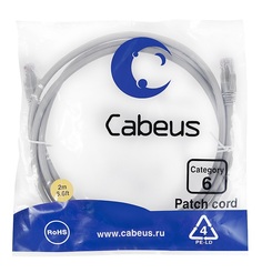 Кабель патч-корд U/UTP 6 кат. 2м Cabeus PC-UTP-RJ45-Cat.6-2m неэкранированный, серый