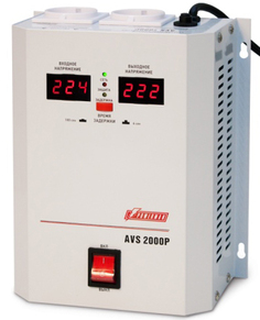 Стабилизатор Powerman AVS-2000P 2000VA, digital indication, wall mount, 2x Schuko Outlets, 1m Power Cord, 230V, 1 year warranty, white