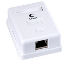 Розетка Cabeus WS-8P8C-Cat.6-SH-1 компьютерная RJ-45(8P8C), категория 6, экранированная, одинарная, внешняя, Krone type