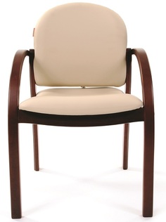 Кресло офисное Chairman 659 6090266 бежевое матовое/темный орех (Терра 101), экокожа, до 100 кг