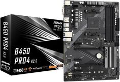 Материнская плата ATX ASRock B450 PRO4 R2.0 (AM4, AMD B450, 4*DDR4(3200), 4*SATA 6G RAID, 2*M.2, 6*PCIE, 7.1CH, Glan, D-Sub, HDMI, DP, 5*USB 3.2/USB T