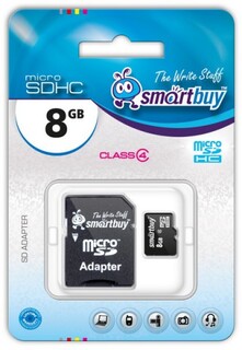 Карта памяти 8GB SmartBuy SB8GBSDCL4-01 MicroSDHC Сlass 4 (SD адаптер)