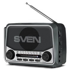 Радиоприемник Sven SRP-525 SV-017156 серая, 3Вт, USB, microSD, FM/AM/SW, фонарь, встроенный аккумулятор