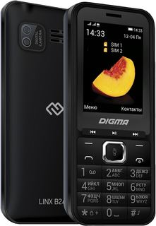 Мобильный телефон Digma LINX B241 LT2073PM 32Mb 2Sim 2.44" 240x320 0.08Mpix GSM900/1800 FM microSD черный 1497193