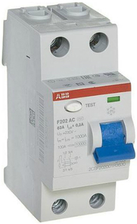 Выключатель дифференциального тока (ВДТ, УЗО) ABB 2CSF202001R3630 F202AC 2Р 63A 300mA (AC)