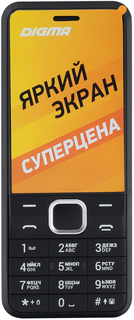 Мобильный телефон Digma A241 Linx LT2066PM 32MB 2Sim 2.44" 240x320, GSM900/1800, черный (1387529)