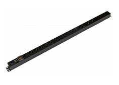 Блок розеток Hyperline SHE-10SH-10IEC-S-AIEC вертикальный, 10 розеток Schuko, 10 розеток IEC320 C13, выключатель с подсветкой, без кабеля питания, вхо