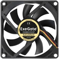 Вентилятор Exegate ExtraSilent ES08015S3P EX283373RUS 80x80x15 мм, подшипник скольжения, 3pin, 1600RPM, 23dBA