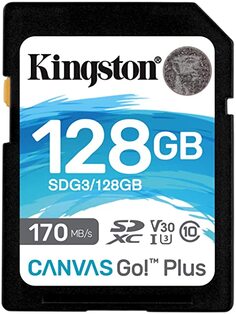 Карта памяти SDXC 128GB Kingston SDG3/128GB UHS-I Class U3 V30, чтение: 170Мб/с, запись: 90Мб/с