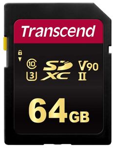 Карта памяти SDXC 64GB Transcend TS64GSDC700S UHS-II Class U3 V90, чтение: 285Мб/с, запись: 180Мб/с