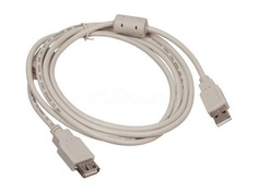 Кабель интерфейсный USB 2.0 Buro AM/AF 1.8 м, пакет, феррит.кольца серый 817265