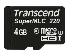 Промышленная карта памяти microSDHC 4GB Transcend 220I Class 10 U1 UHS-I SuperMLC, без адаптера