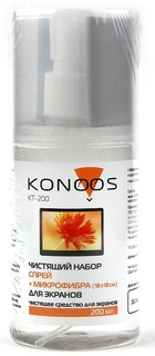 Набор Konoos KT-200 для ЖК-экранов (спрей 200мл +салфетка)