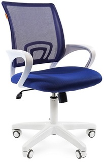 Кресло офисное Chairman 696 7014839 белый пластик, синее (TW-10/TW-05), ткань/сетчатый акрил, до 120 кг