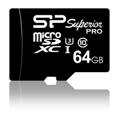 Карта памяти 64GB Silicon Power SP064GBSTXDU3V10SP microSDXC Superior class 10 UHS-I U3 (SD адаптер)