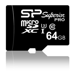 Карта памяти 64GB Silicon Power SP064GBSTXDU3V10SP microSDXC Superior class 10 UHS-I U3 (SD адаптер)