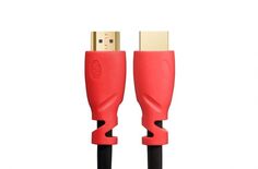 Кабель интерфейсный HDMI удлинитель GCR GCR-HM3012-0.3m 01002, v2.0 M/M красные коннекторы, OD7.3mm,