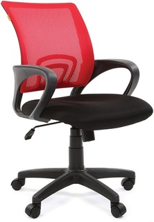 Кресло офисное Chairman 696 7013168 черный пластик, красное, ткань TW/сетчатый акрил, до 120 кг