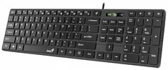 Клавиатура Genius SlimStar 126 мультимедийная, USB, 104 клавиши, 9 горячих кнопок, влагозащищенная, тонкие клавиши, кабель 1.5 м., черный/31310017402