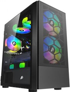 Корпус mATX 1STPLAYER X4-M черный, без БП, боковая панель из закаленного стекла, USB 3.0, 2*USB 2.0, audio