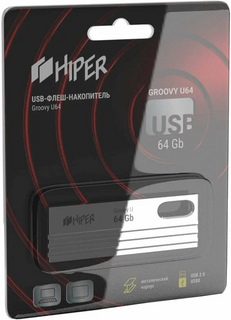 Накопитель USB 2.0 64GB HIPER Groovy U64 HI-USB264GBU280S серебристый