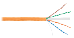 Кабель витая пара U/UTP 6 кат. 4 пары NIKOLAN NKL 2140C-OR 23AWG(0.53 мм), медь, одножильный (solid), внутренний, LSZH, нг(A)-HFLTx, оранжевый, уп/305